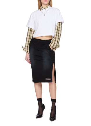 Figure View - Click To Enlarge - WE11DONE - Side Slit Cotton Jersey Skirt