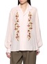 BAZISZT Tinees Floral Beaded Appliqué Embroidered Cotton Shirt