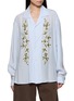 BAZISZT Tinees Floral Beaded Appliqué Embroidered Cotton Shirt