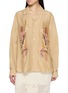 BAZISZT Beauly Floral Appliqué Cotton Silk Shirt
