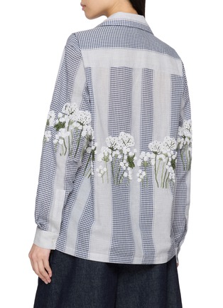 Back View - Click To Enlarge - BAZISZT - Corsa Floral Sequin Chequered Cotton Shirt