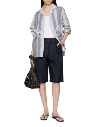 Figure View - Click To Enlarge - BAZISZT - Corsa Floral Sequin Chequered Cotton Shirt