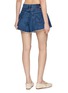 Back View - Click To Enlarge - MOTHER - The Flutter Short Fray Strawberry Charm Cotton Denim Shorts