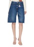 MOTHER The Half Pipe Bermuda Fray Cotton Denim Shorts