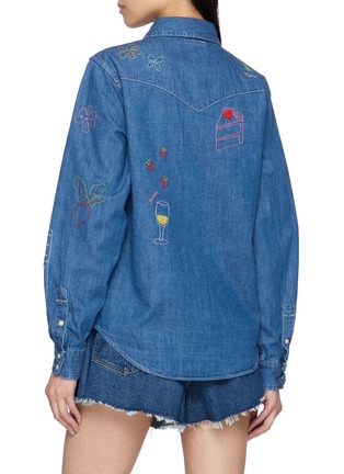 Back View - Click To Enlarge - MOTHER - All My Exes Embroidered Cotton Denim Shirt