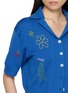  - MOTHER - The Boxy Raquette Short Sleeve Embroidered Wool Knit Cardigan