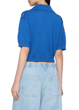 Back View - Click To Enlarge - MOTHER - The Boxy Raquette Short Sleeve Embroidered Wool Knit Cardigan