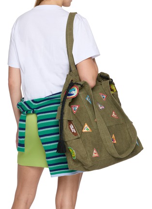 Figure View - Click To Enlarge - BAZISZT BAGS - Scout Patch Embellished Canvas Tote