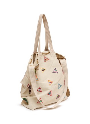 Detail View - Click To Enlarge - BAZISZT - Scout Patch Embellished Canvas Tote Bag