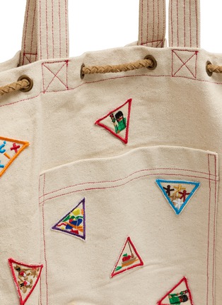 Detail View - Click To Enlarge - BAZISZT - Scout Patch Embellished Canvas Tote Bag