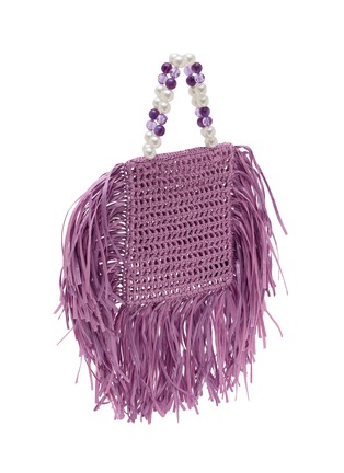Detail View - Click To Enlarge - KURT GEIGER - Mini Kurt Fringe Raffia Tote Bag