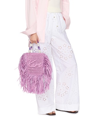 Figure View - Click To Enlarge - KURT GEIGER - Mini Kurt Fringe Raffia Tote Bag