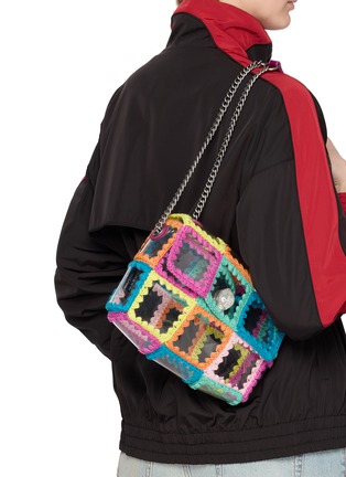 Figure View - Click To Enlarge - KURT GEIGER - Medium Kensington Crochet Vinyl Shoulder Bag