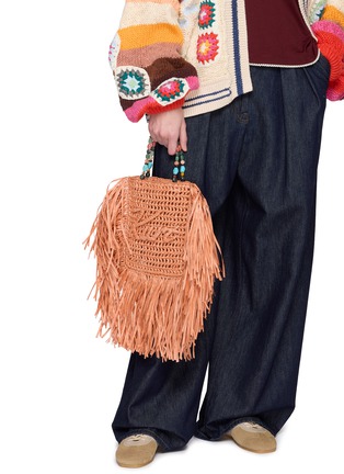 Figure View - Click To Enlarge - KURT GEIGER - Mini Kurt Fringe Raffia Tote Bag