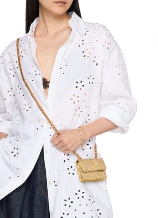 Figure View - Click To Enlarge - KURT GEIGER - Micro Kensington Raffia  Crossbody Bag
