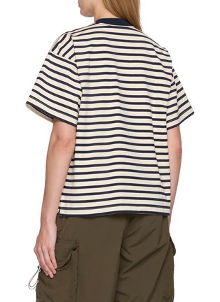 Back View - Click To Enlarge - AND WANDER - Striped Contrast Panel Cotton T-Shirt