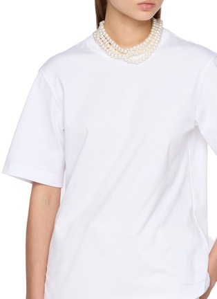  - CARVEN - Pearl Necklace Cotton T-shirt