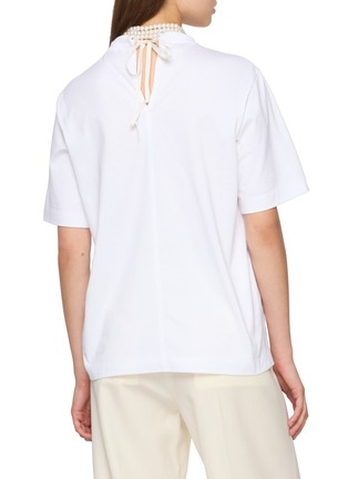 Back View - Click To Enlarge - CARVEN - Pearl Necklace Cotton T-shirt