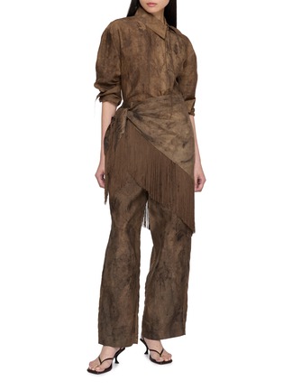 Figure View - Click To Enlarge - YA YI - EL AAIÚN Asymmetrical Silk Shirt