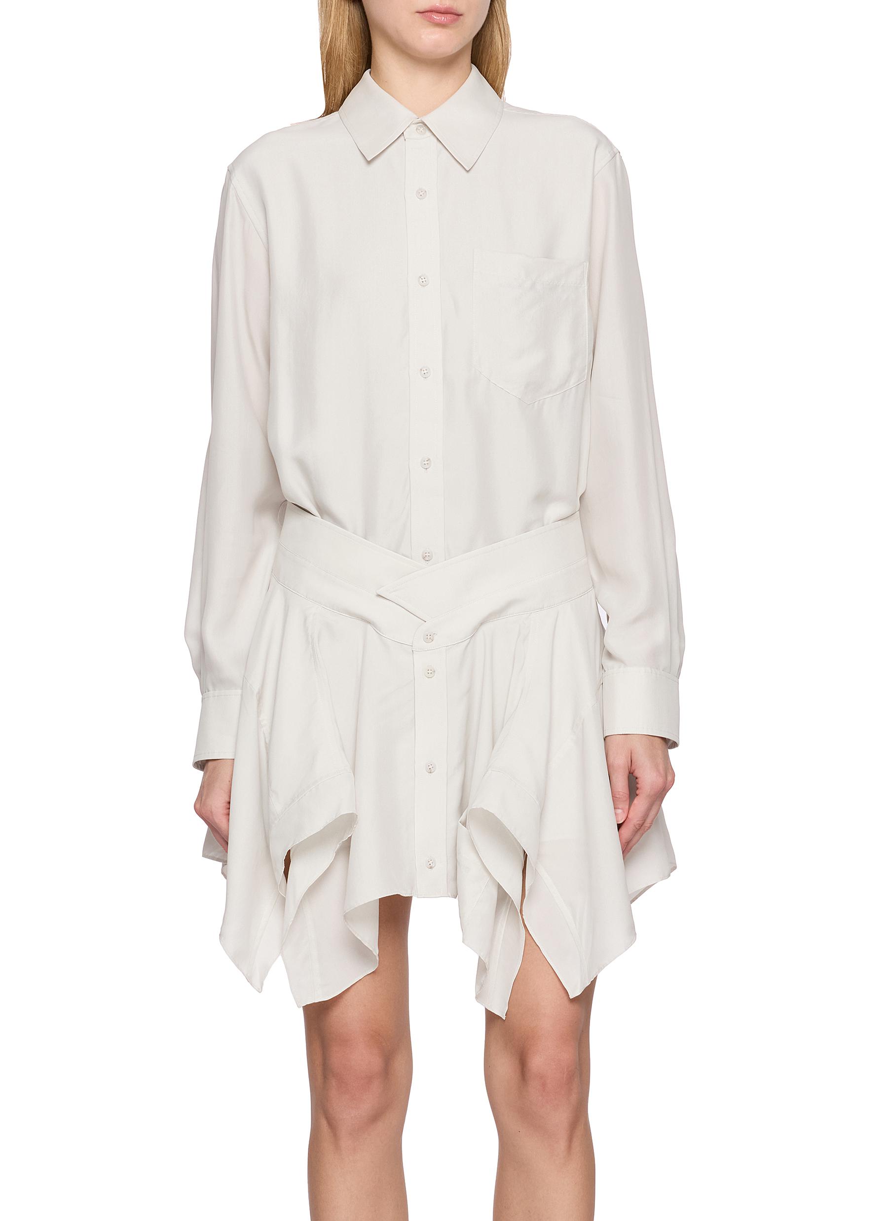 ALEXANDERWANG | Layered Cut-Off Silk Double Shirt Dress | Women
