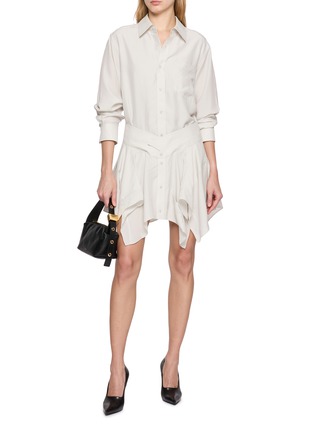 Figure View - Click To Enlarge - ALEXANDERWANG - Layered Cut-Off Silk Double Shirt Dress