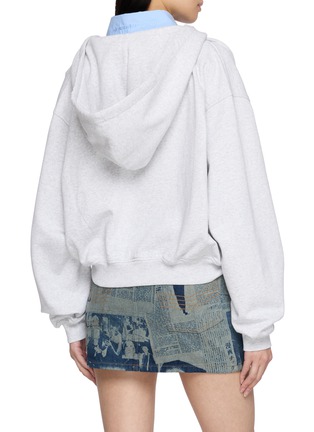 Back View - Click To Enlarge - ALEXANDERWANG - Pre-Styled Slashed Neck Hoodie With Cropped Dickie Shirt