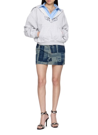 Figure View - Click To Enlarge - ALEXANDERWANG - Pre-Styled Slashed Neck Hoodie With Cropped Dickie Shirt