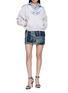 Figure View - Click To Enlarge - ALEXANDERWANG - Pre-Styled Slashed Neck Hoodie With Cropped Dickie Shirt
