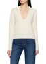 JOVENS V-Neck Ribbed Cashmere Cable Knit Sweater