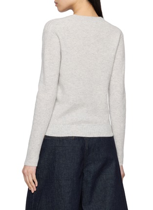 Back View - Click To Enlarge - JOVENS - V-Neck Ribbed Cashmere Cable Knit Sweater