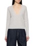 JOVENS V-Neck Ribbed Cashmere Cable Knit Sweater