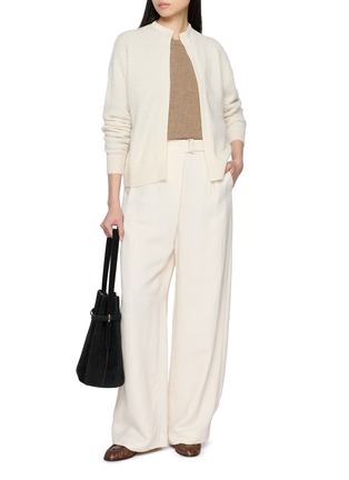 Figure View - Click To Enlarge - JOVENS - Fancy Stitch Cashmere Bomber Cardigan