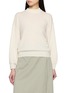 JOVENS Long Balloon Sleeve Mock Neck Chunky Ribbed Cashmere Knit Top