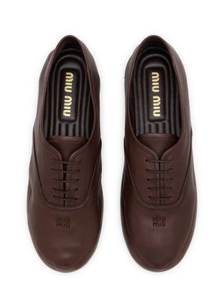 Detail View - Click To Enlarge - MIU MIU - Leather Derby Flats