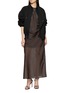 Figure View - Click To Enlarge - HELMUT LANG - Layered Asymmetrical Seam Sheer Midi Skirt
