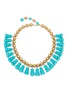 LANE CRAWFORD VINTAGE ACCESSORIES 1980's Gold Toned Faux Turquoise Bended Necklace