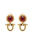 LANE CRAWFORD VINTAGE ACCESSORIES 1980's Gold Toned Drop Clip On Earrings