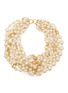 LANE CRAWFORD VINTAGE ACCESSORIES 1980's Gold Toned Faux Pearl Beaded Necklace