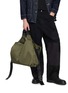 Back View - Click To Enlarge - DISCORD YOHJI YAMAMOTO - Leather Trim Patch Dot Tote Bag