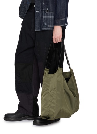 Front View - Click To Enlarge - DISCORD YOHJI YAMAMOTO - Leather Trim Patch Dot Tote Bag