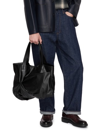 Front View - Click To Enlarge - DISCORD YOHJI YAMAMOTO - Pinched Leather Tote Bag