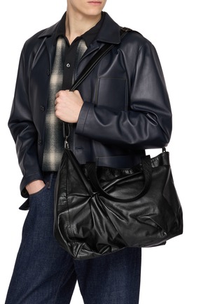 Figure View - Click To Enlarge - DISCORD YOHJI YAMAMOTO - Pinched Leather Tote Bag