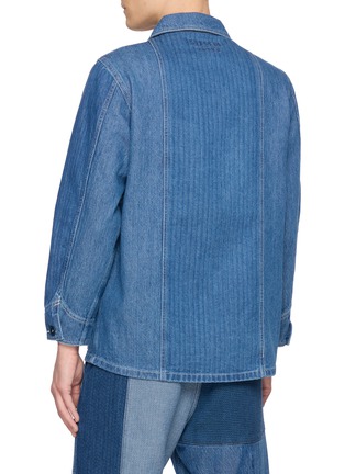 Back View - Click To Enlarge - FDMTL - Patchwork Medium Wash Coverall Jacket