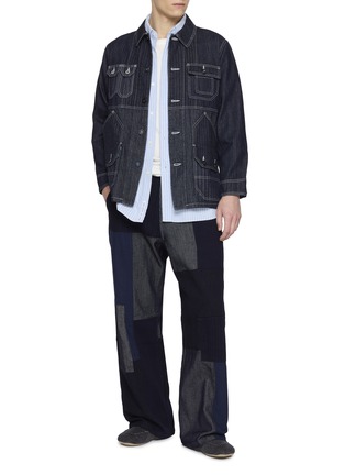 Figure View - Click To Enlarge - FDMTL - Patchwork Dark Wash Coverall Jacket
