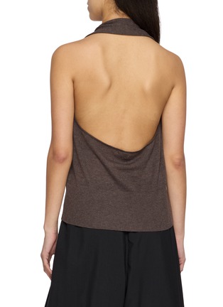 Back View - Click To Enlarge - ST. AGNI - Deep V Open Back Halter Wool Knit Top