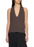 ST. AGNI Deep V Open Back Halter Wool Knit Top