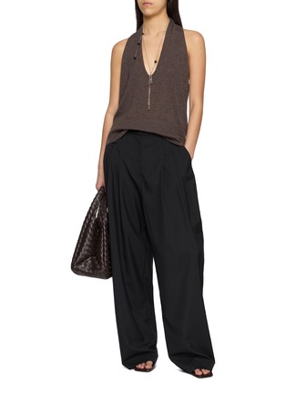 Figure View - Click To Enlarge - ST. AGNI - Deep V Open Back Halter Wool Knit Top