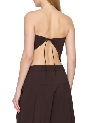 Back View - Click To Enlarge - ST. AGNI - Strapless Rouleau Tie Cotton Blend Top