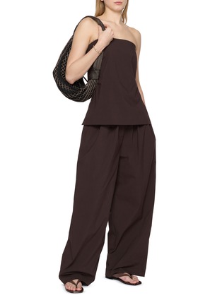 Figure View - Click To Enlarge - ST. AGNI - Strapless Rouleau Tie Cotton Blend Top