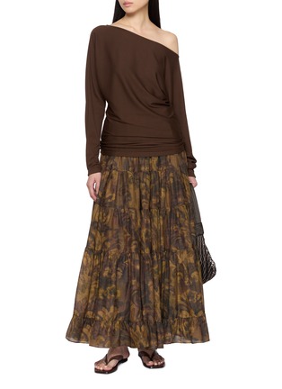 Figure View - Click To Enlarge - INTO THE EAST - Acanthus Oil Paint Multi-Layer Skirt